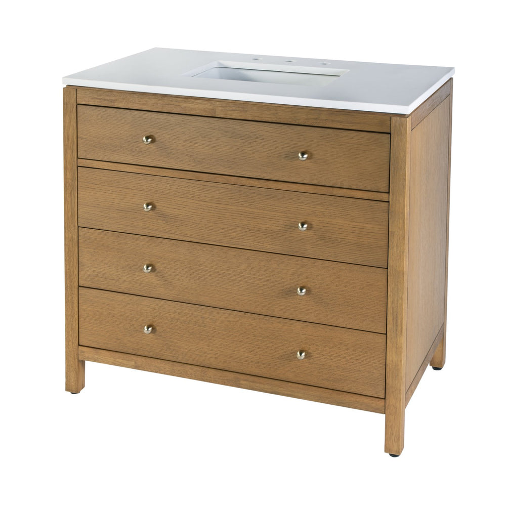 Butler Specialty Company Nora 36" Quartz Top Single Sink Bathroom Vanity - Elegant Storage Solution Natural Mdf,Pine,Plywood,Rubberwood,White Quartz,Ceramic,Composite Wood,Acacia,Veneers 5958452-butler