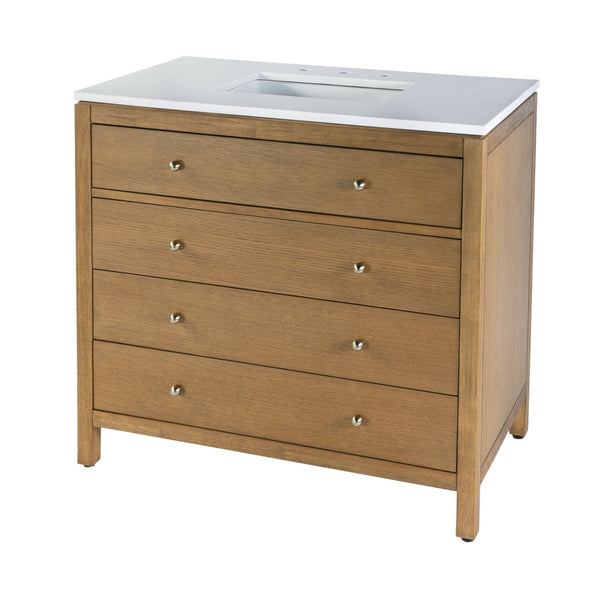 Butler Specialty Company Nora 36" Quartz Top Single Sink Bathroom Vanity - Elegant Storage Solution Natural Mdf,Pine,Plywood,Rubberwood,White Quartz,Ceramic,Composite Wood,Acacia,Veneers 5958452-butler