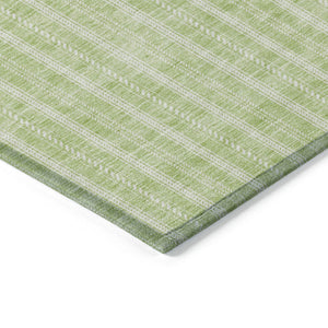 Homeroots 3' Artichoke Green And Ivory Striped Washable Rug For Indoor And Outdoor Spaces - Durable Design 10' X 14' Polyester 595846