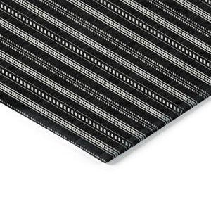 HomeRoots 5' Black and Ivory Striped Area Rug – Durable, Washable Design Perfect for Indoor and Outdoor Spaces 5' X 8' 595848