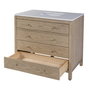 Butler Specialty Company Nora 36" Quartz Top Single Sink Bathroom Vanity - Elegant Storage Solution Light Brown Mdf,Pine,Acacia,Plywood,White Quartz,Ceramic,Composite Wood,Veneers 5958492-butler