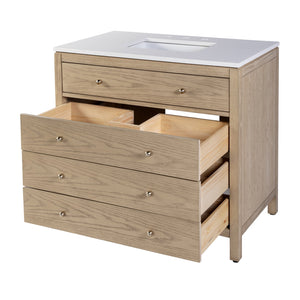 Butler Specialty Company Nora 36" Quartz Top Single Sink Bathroom Vanity - Elegant Storage Solution Light Brown Mdf,Pine,Acacia,Plywood,White Quartz,Ceramic,Composite Wood,Veneers 5958492-butler