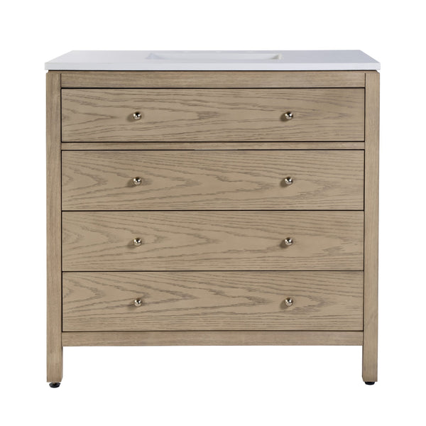 Butler Specialty Company Nora 36" Quartz Top Single Sink Bathroom Vanity - Elegant Storage Solution Light Brown Mdf,Pine,Acacia,Plywood,White Quartz,Ceramic,Composite Wood,Veneers 5958492-butler