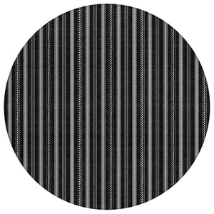HomeRoots 5' Black and Ivory Striped Area Rug – Durable, Washable Design Perfect for Indoor and Outdoor Spaces 8' Round 595849