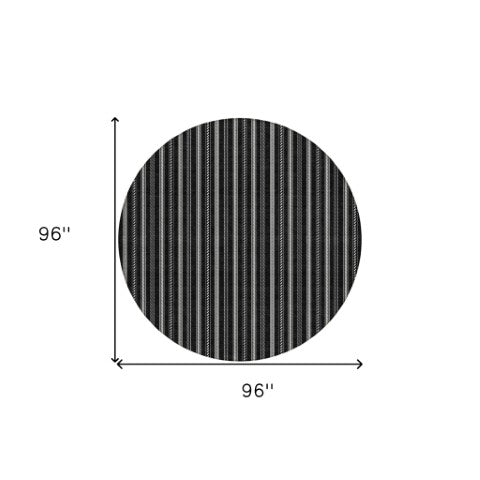 Homeroots 3' Artichoke Green And Ivory Striped Washable Rug For Indoor And Outdoor Spaces - Durable Design 8' Round Polyester 595849