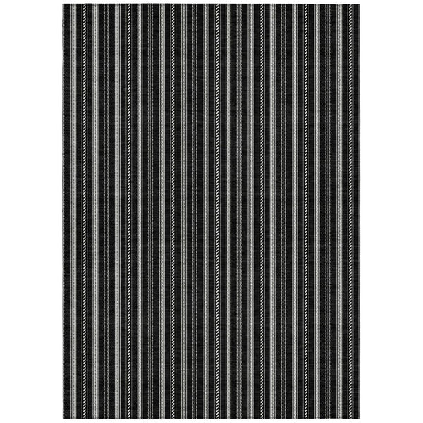 HomeRoots 5' Black and Ivory Striped Area Rug – Durable, Washable Design Perfect for Indoor and Outdoor Spaces 8' X 10' 595850