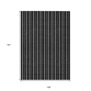 Homeroots 3' Artichoke Green And Ivory Striped Washable Rug For Indoor And Outdoor Spaces - Durable Design 9' X 12' Polyester 595851