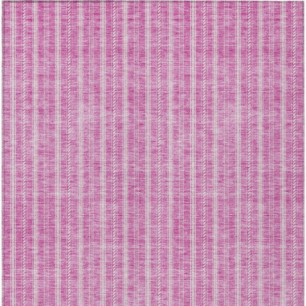 Homeroots 3' Artichoke Green And Ivory Striped Washable Rug For Indoor And Outdoor Spaces - Durable Design 3' X 5' Polyester 595853