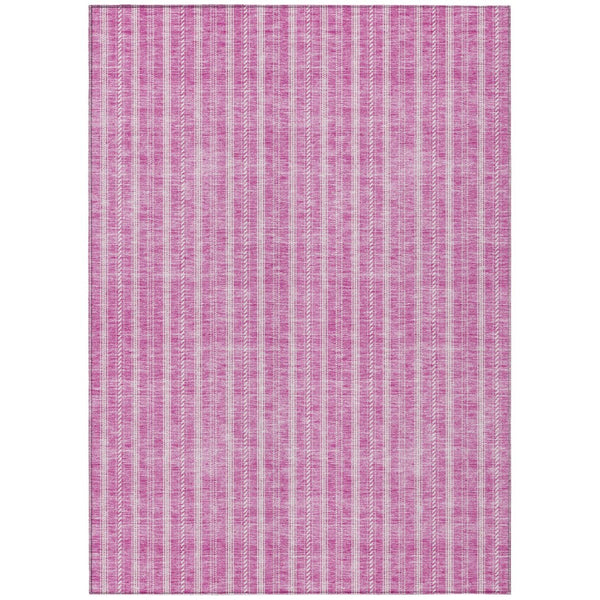 HomeRoots 5' Stylish Blush and Ivory Striped Washable Area Rug – Durable, Versatile, Perfect for Indoor/Outdoor Use 5' X 8' 595854
