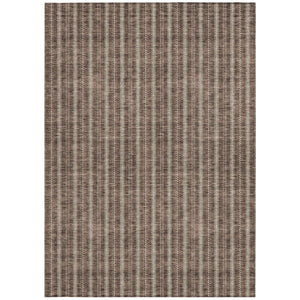Homeroots 3' Artichoke Green And Ivory Striped Washable Rug For Indoor And Outdoor Spaces - Durable Design 8' X 10' Polyester 595862