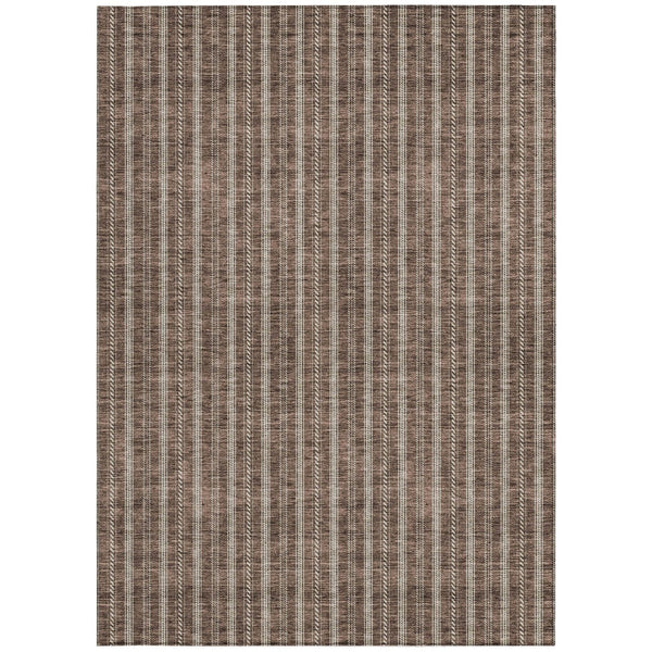 Homeroots 3' Artichoke Green And Ivory Striped Washable Rug For Indoor And Outdoor Spaces - Durable Design 8' X 10' Polyester 595862