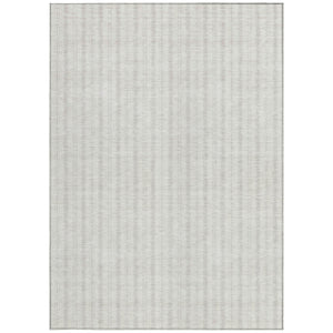 Homeroots 3' Artichoke Green And Ivory Striped Washable Rug For Indoor And Outdoor Spaces - Durable Design 5' X 8' Polyester 595872