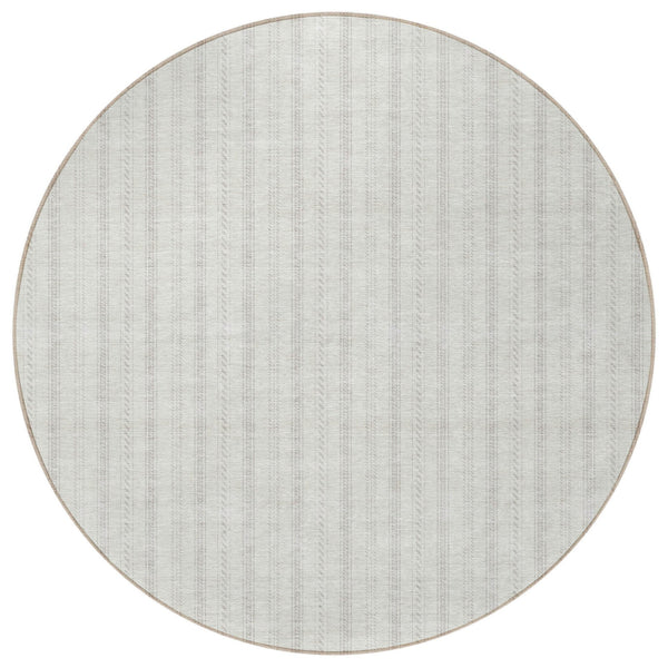 Homeroots 3' Artichoke Green And Ivory Striped Washable Rug For Indoor And Outdoor Spaces - Durable Design 8' Round Polyester 595873