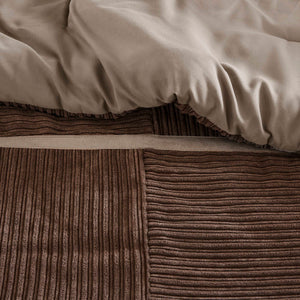 English Elm 7 Piece Micro Corduroy Comforter Set - Cozy Lodge-Inspired Design For California King Beds, Brown B035P266666