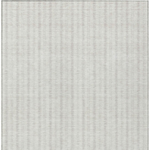 Homeroots 3' Artichoke Green And Ivory Striped Washable Rug For Indoor And Outdoor Spaces - Durable Design 9' X 12' Polyester 595875