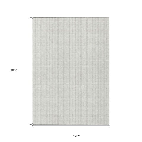 Homeroots 3' Artichoke Green And Ivory Striped Washable Rug For Indoor And Outdoor Spaces - Durable Design 10' X 14' Polyester 595876