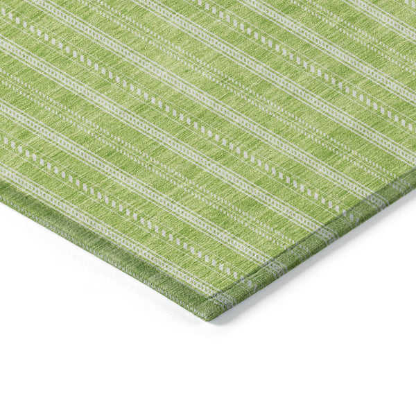 Homeroots 3' Artichoke Green And Ivory Striped Washable Rug For Indoor And Outdoor Spaces - Durable Design 3' X 5' Polyester 595877