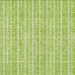 Homeroots 3' Artichoke Green And Ivory Striped Washable Rug For Indoor And Outdoor Spaces - Durable Design 5' X 8' Polyester 595878