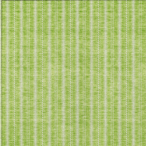 Homeroots 3' Artichoke Green And Ivory Striped Washable Rug For Indoor And Outdoor Spaces - Durable Design 5' X 8' Polyester 595878
