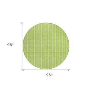 Homeroots 3' Artichoke Green And Ivory Striped Washable Rug For Indoor And Outdoor Spaces - Durable Design 8' Round Polyester 595879