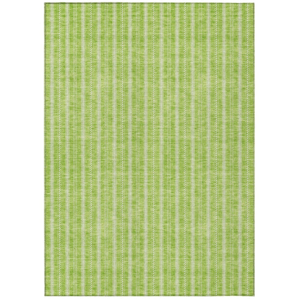 HomeRoots 5' Vibrant Lime Green and Ivory Striped Area Rug - Durable, Washable Indoor-Outdoor Essential for All Spaces 8' X 10' 595880