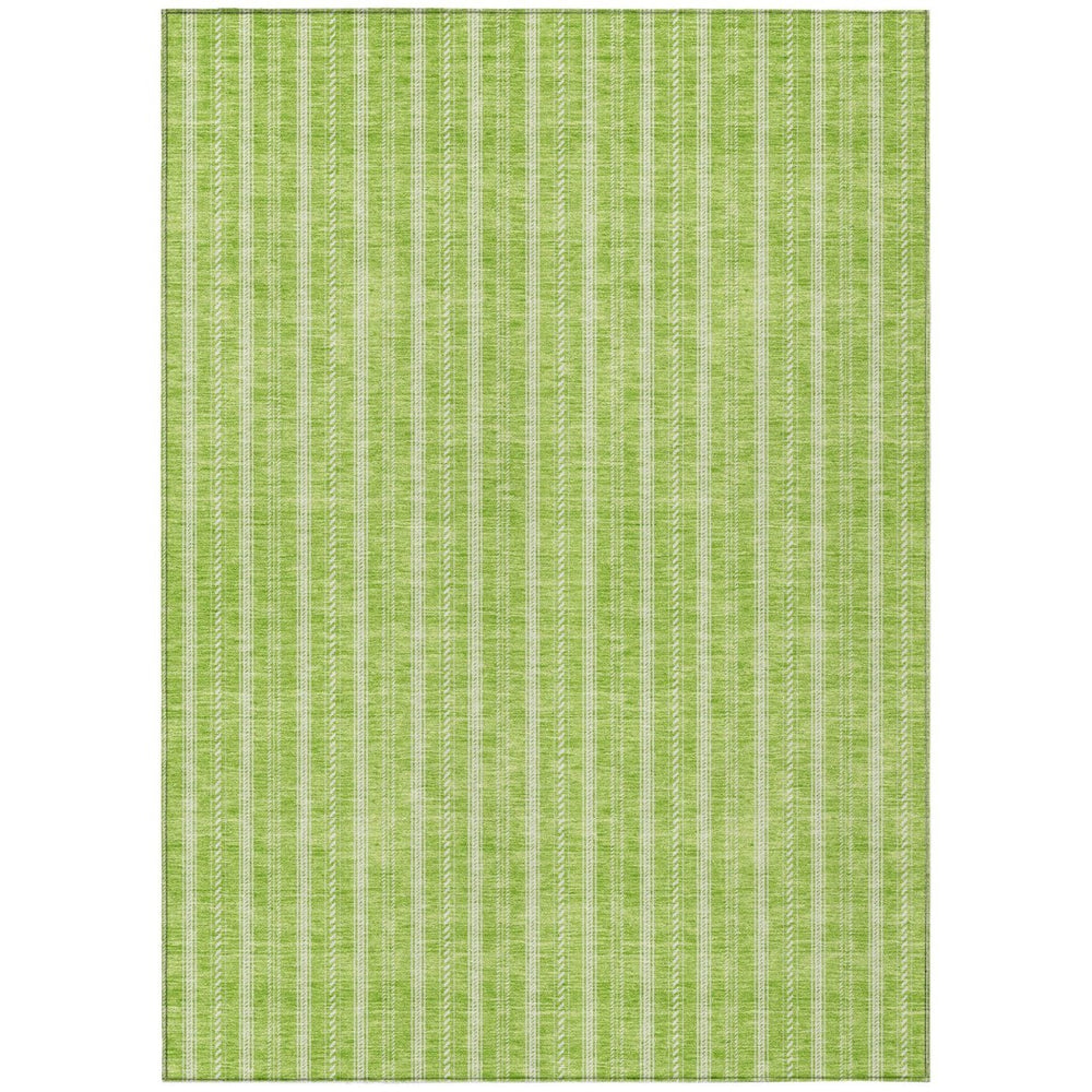 HomeRoots 9' X 12' Vibrant Lime Green & Ivory Striped Indoor-Outdoor Area Rug - Washable & Durable Style 595881