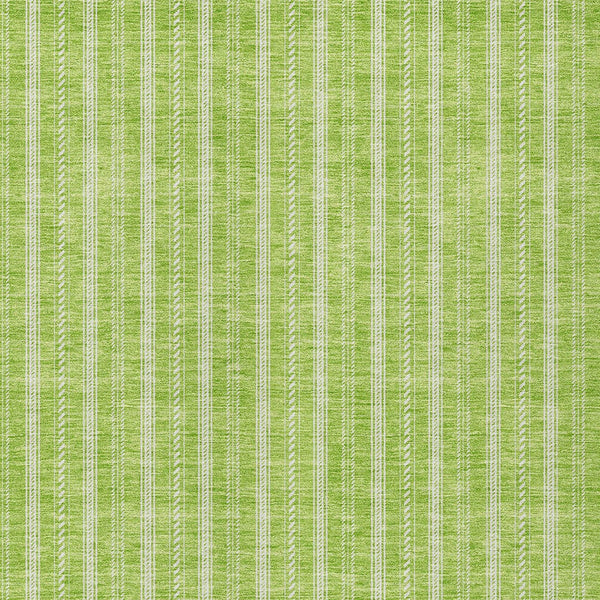 Homeroots 3' Artichoke Green And Ivory Striped Washable Rug For Indoor And Outdoor Spaces - Durable Design 10' X 14' Polyester 595882