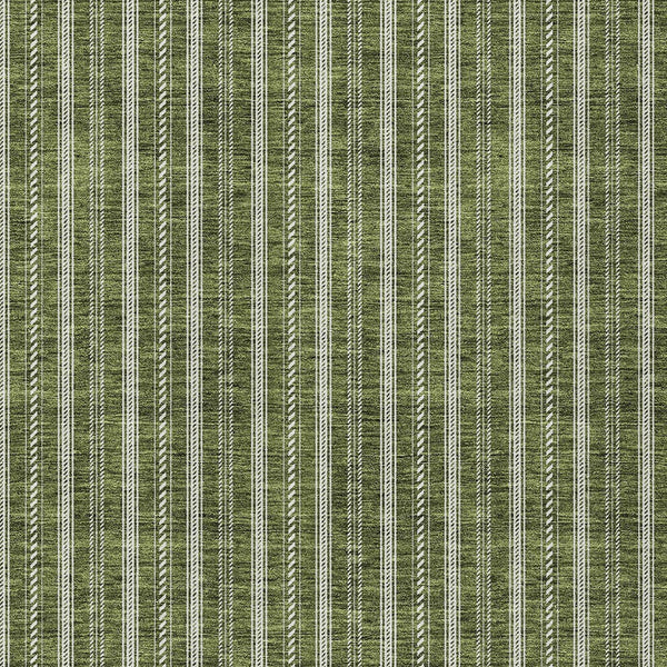 Homeroots 3' Artichoke Green And Ivory Striped Washable Rug For Indoor And Outdoor Spaces - Durable Design 3' X 5' Polyester 595883