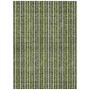 HomeRoots 5' Olive Green and Ivory Striped Area Rug - Durable, Washable, Ideal for Indoor and Outdoor Spaces 5' X 8' 595884