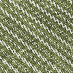 Homeroots 3' Artichoke Green And Ivory Striped Washable Rug For Indoor And Outdoor Spaces - Durable Design 8' Round Polyester 595885