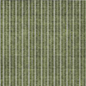 Homeroots 3' Artichoke Green And Ivory Striped Washable Rug For Indoor And Outdoor Spaces - Durable Design 10' X 14' Polyester 595888