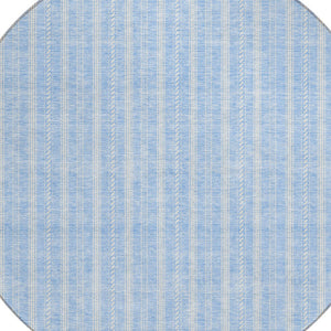 Homeroots 3' Artichoke Green And Ivory Striped Washable Rug For Indoor And Outdoor Spaces - Durable Design 8' Round Polyester 595897