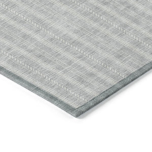 Homeroots 3' Artichoke Green And Ivory Striped Washable Rug For Indoor And Outdoor Spaces - Durable Design 5' X 8' Polyester 595902