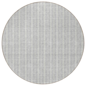 Homeroots 3' Artichoke Green And Ivory Striped Washable Rug For Indoor And Outdoor Spaces - Durable Design 8' Round Polyester 595903