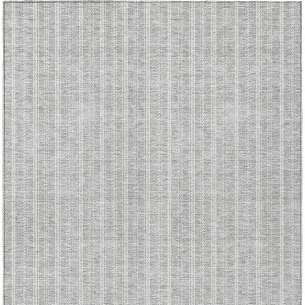 Homeroots 3' Artichoke Green And Ivory Striped Washable Rug For Indoor And Outdoor Spaces - Durable Design 8' X 10' Polyester 595904