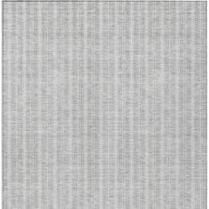 Homeroots 3' Artichoke Green And Ivory Striped Washable Rug For Indoor And Outdoor Spaces - Durable Design 9' X 12' Polyester 595905