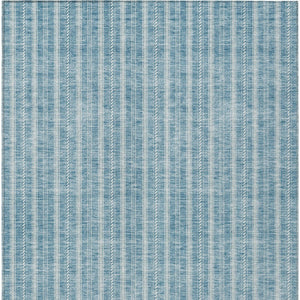 Homeroots 3' Artichoke Green And Ivory Striped Washable Rug For Indoor And Outdoor Spaces - Durable Design 8' X 10' Polyester 595910