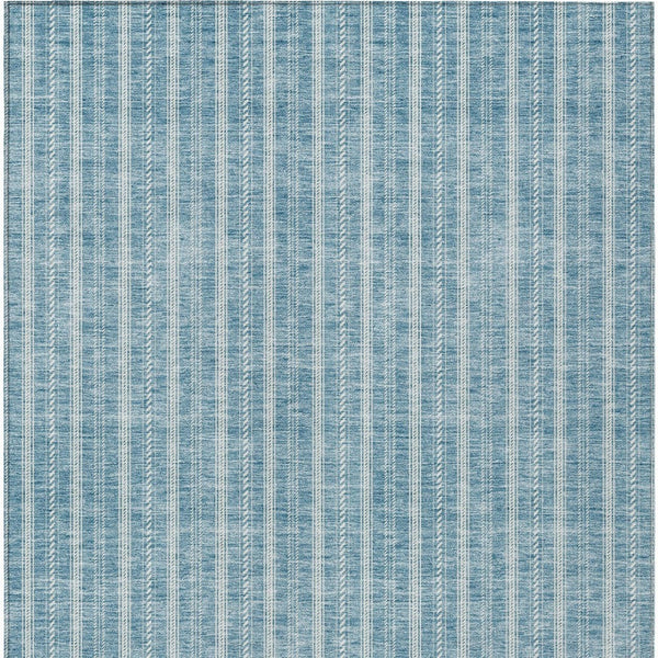 Homeroots 3' Artichoke Green And Ivory Striped Washable Rug For Indoor And Outdoor Spaces - Durable Design 8' X 10' Polyester 595910