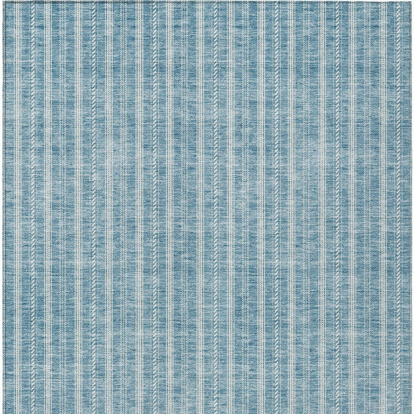 Homeroots 3' Artichoke Green And Ivory Striped Washable Rug For Indoor And Outdoor Spaces - Durable Design 9' X 12' Polyester 595911