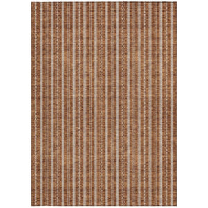 Homeroots 3' Artichoke Green And Ivory Striped Washable Rug For Indoor And Outdoor Spaces - Durable Design 3' X 5' Polyester 595919