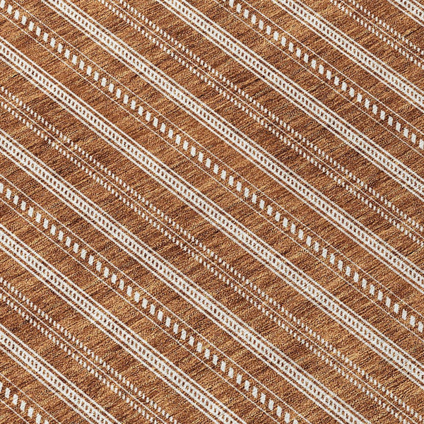 Homeroots 3' Artichoke Green And Ivory Striped Washable Rug For Indoor And Outdoor Spaces - Durable Design 8' Round Polyester 595921