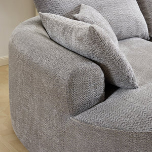 English Elm 124.5-inch Curved Chenille Sectional Sofa with Pillows Deep Seat Living Room Couch Grey W3612S00033