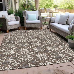 Homeroots 3' Black And Ivory Floral Washable Area Rug - Stylish And Versatile For Indoor Or Outdoor Use 3' X 5' Polyester 595931