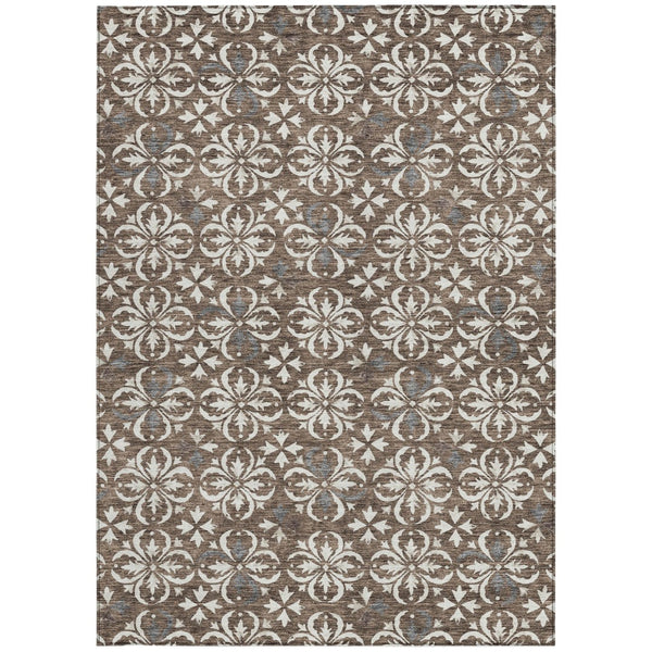 Homeroots 3' Black And Ivory Floral Washable Area Rug - Stylish And Versatile For Indoor Or Outdoor Use 5' X 8' Polyester 595932