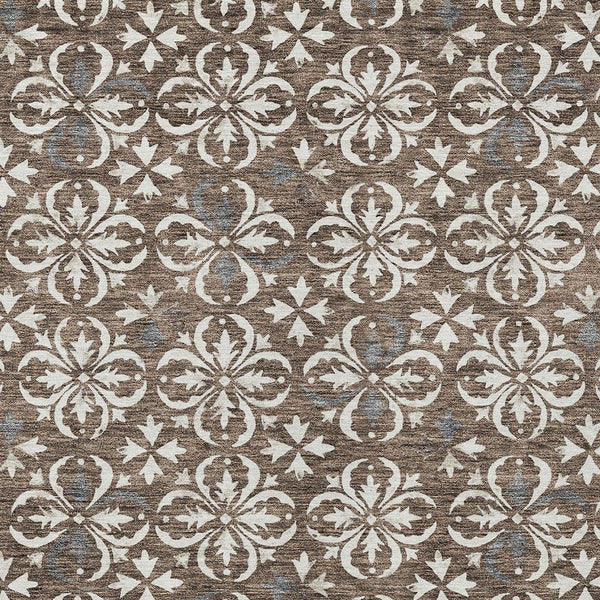 Homeroots 3' Black And Ivory Floral Washable Area Rug - Stylish And Versatile For Indoor Or Outdoor Use 5' X 8' Polyester 595932