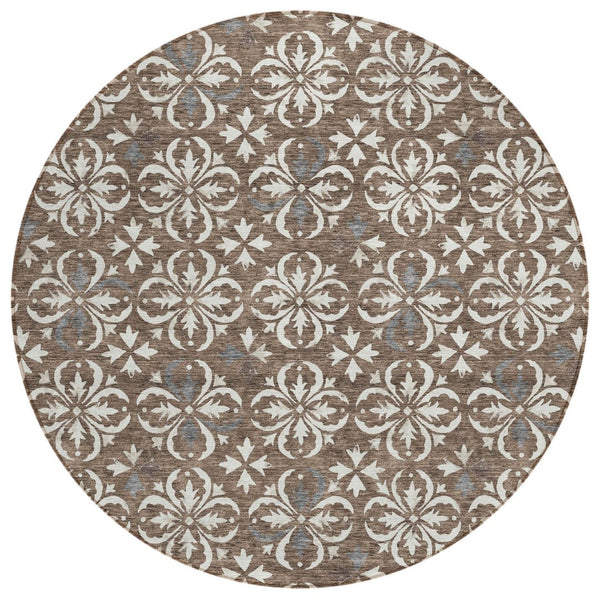 HomeRoots 5' Timeless Floral Indoor Outdoor Area Rug - Washable, Durable, and Stylish for Any Space 8' Round 595933