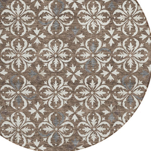 Homeroots 3' Black And Ivory Floral Washable Area Rug - Stylish And Versatile For Indoor Or Outdoor Use 8' Round Polyester 595933