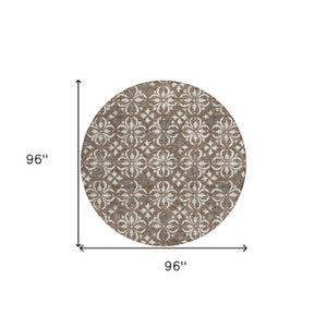 Homeroots 3' Black And Ivory Floral Washable Area Rug - Stylish And Versatile For Indoor Or Outdoor Use 8' Round Polyester 595933