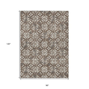 Homeroots 3' Black And Ivory Floral Washable Area Rug - Stylish And Versatile For Indoor Or Outdoor Use 8' X 10' Polyester 595934
