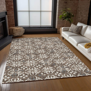 Homeroots 3' Black And Ivory Floral Washable Area Rug - Stylish And Versatile For Indoor Or Outdoor Use 8' X 10' Polyester 595934